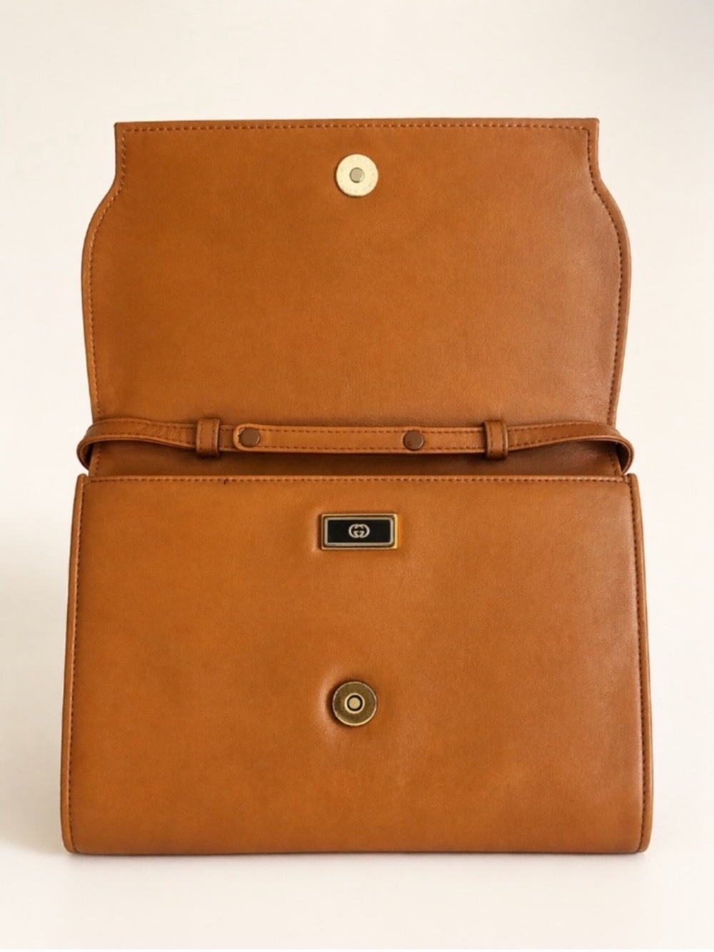 Gucci Vintage Cognac Leather Convertible Shoulder Bag Clutch - Picture 8 of 12